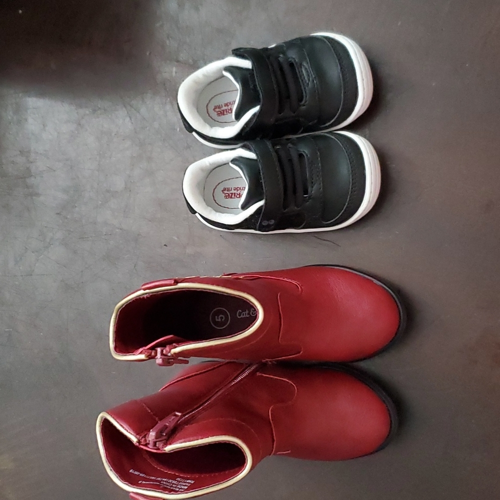 2 pairs toddler shoes cowboy boots & sneakers